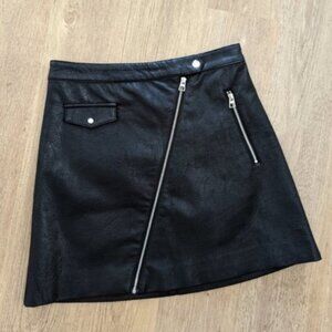 Faux leather asymmetrical zip mini skirt